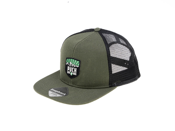 Cap Trucker Snapback with Puch logo patch olive green / black  product